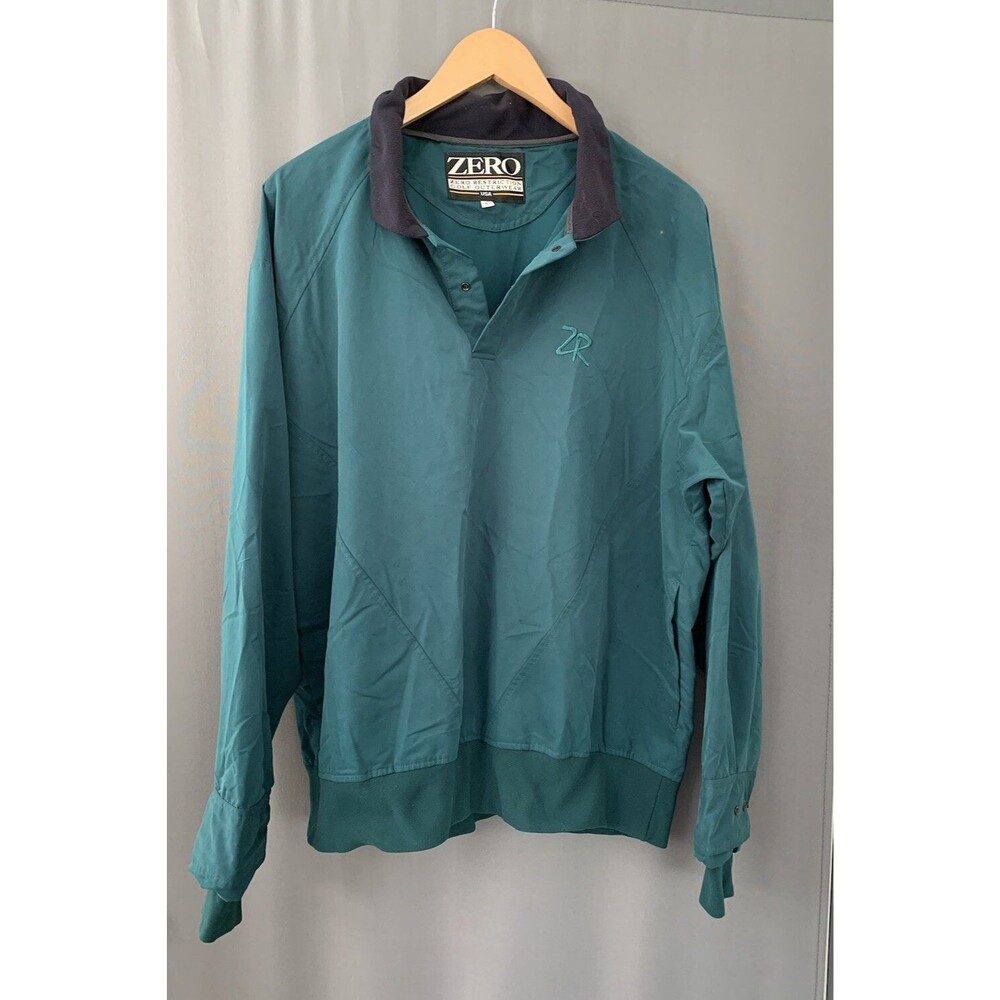 Vtg 90s Zero Restriction Summer Weight Pullover Windbreaker Sz L Green Golf USA